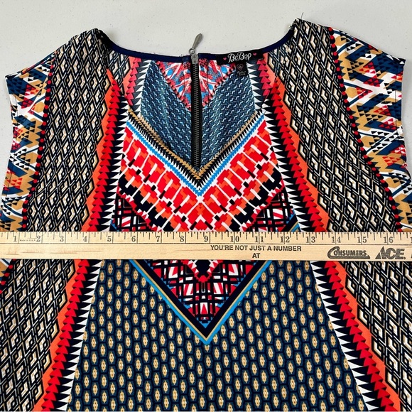 BeBop Red and Blue Geometric Mini Dress - Picture 11 of 14